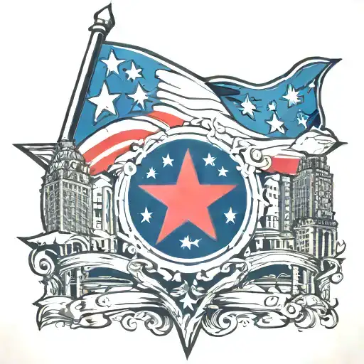 chicago stars with texas flag tattoo design idea