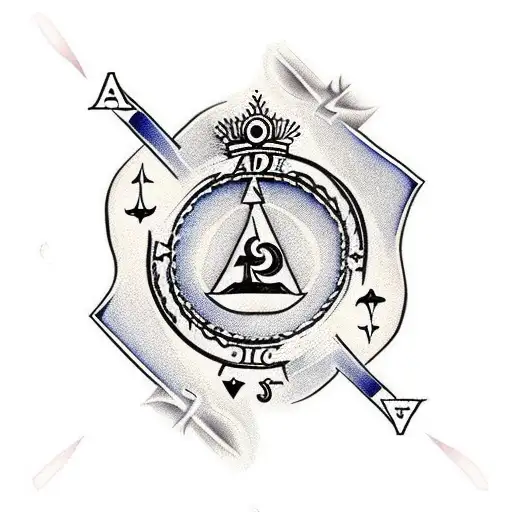 Ace of Clubs with compass and pin up girl  tattoo design idea