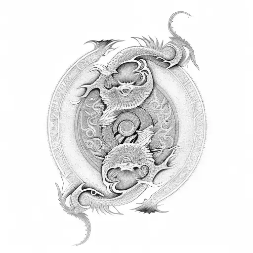 dragon and tiger yin and yang tattoo design idea