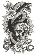 satanic, roses and a snake tattoo design idea