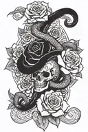 satanic, roses and a snake tattoo design idea