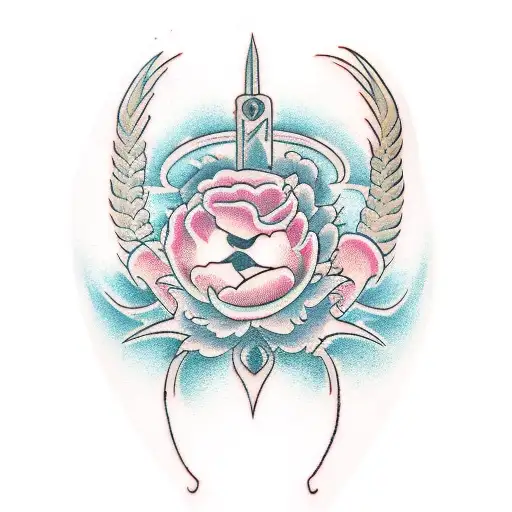 Asian motives tattoo design idea