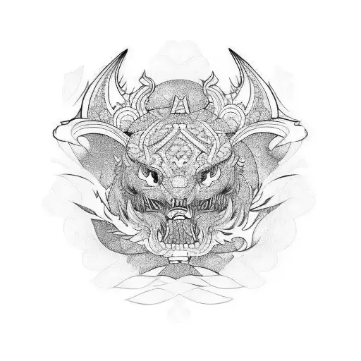 Asian motives tattoo design idea
