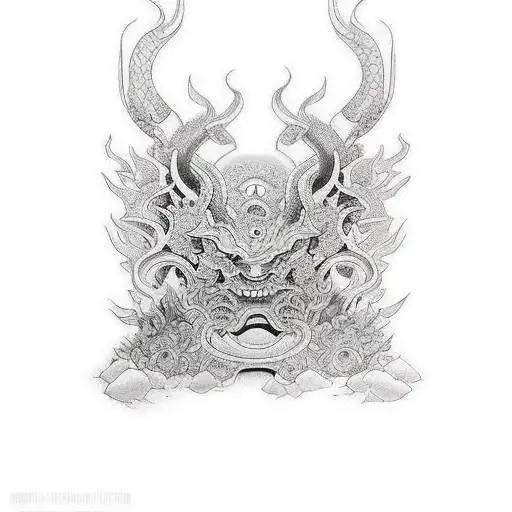 Asian motives tattoo design idea