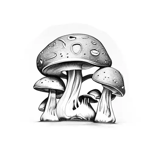A mushroom transforming into music notes tattoo design idea