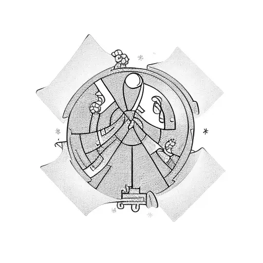 family of 4 (father,mother, 2 daughters) who sometimes have it difficult but always stay together tattoo design idea