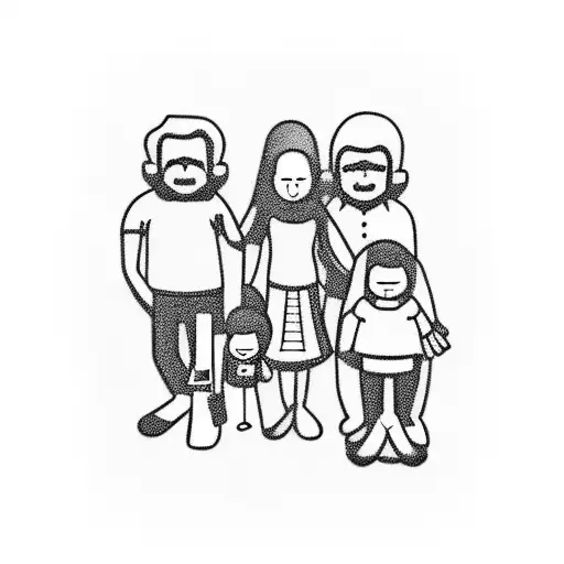 family of 4 (father,mother, 2 daughters) who sometimes have it difficult but always stay together tattoo design idea