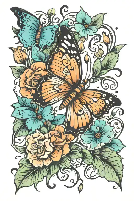 breathe with semicolon butterfly tattoo design idea