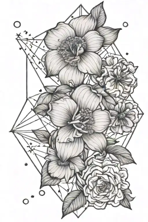 jonquil flower and Aries constellation tattoo design idea