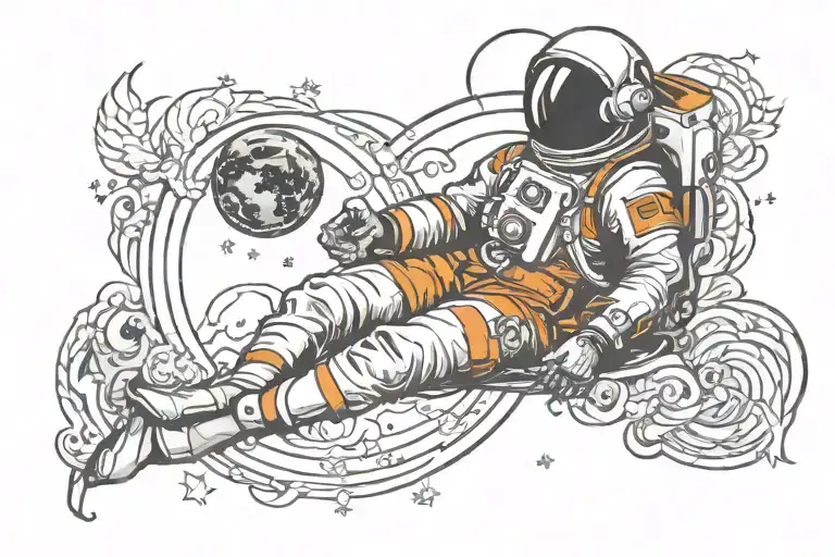 half monk half astronaut meditation showing balance of heart and mind  tattoo design idea