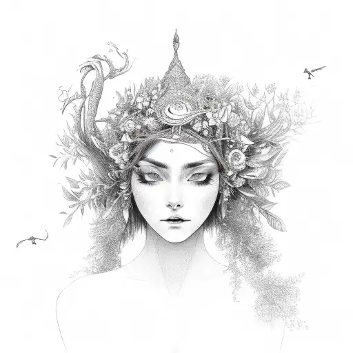 nature goddess tattoo design idea