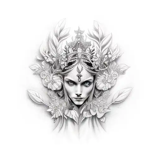 nature goddess tattoo design idea