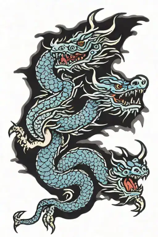 blue and purple dragon tattoo design idea