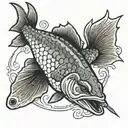 pike eating a small fish tattoo design idea