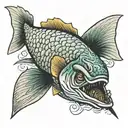 pike eating a small fish tattoo design idea