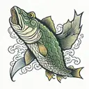 pike eating a small fish tattoo design idea