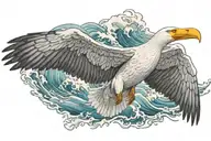 albatros with waves as wings spread wide tattoo design idea