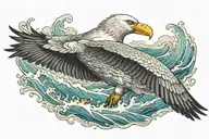 albatros with waves as wings spread wide tattoo design idea