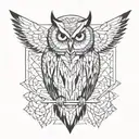 owl, mountain, and waterfall flowing tattoo design idea