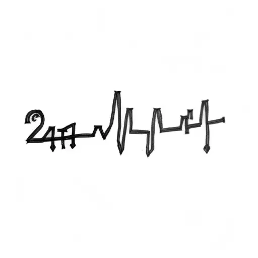 a heartbeat on a black background tattoo design idea