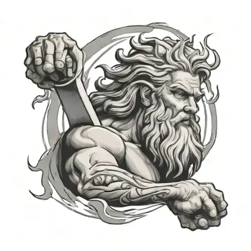 Zeus holding a lightning bolt tattoo design idea