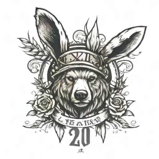 2013 in roman numerals with bear and bunny ears on the 2 and 3 tattoo design idea