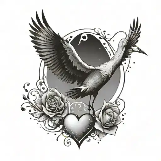 Design a tattoo of a crane lifting a heart with Nicole's name on it, symbolizing her love for construction tattoo design idea