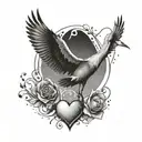 Design a tattoo of a crane lifting a heart with Nicole's name on it, symbolizing her love for construction tattoo design idea