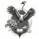 Design a tattoo of a crane lifting a heart with Nicole's name on it, symbolizing her love for construction tattoo design idea