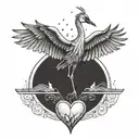 Design a tattoo of a crane lifting a heart with Nicole's name on it, symbolizing her love for construction tattoo design idea