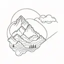 M and mountain tattoo design idea