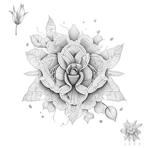 A collection of intricate botanical illustrations, representing the diverse flora found during hiking adventures tattoo design idea