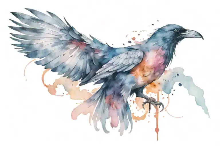 Raven dove carrying tattoo design idea