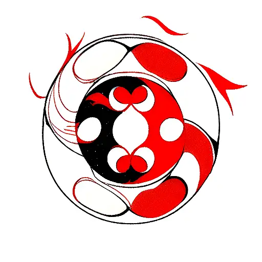 yin and yang as koi's infront of a red moon tattoo design idea