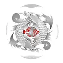 yin and yang as koi's infront of a red moon tattoo design idea