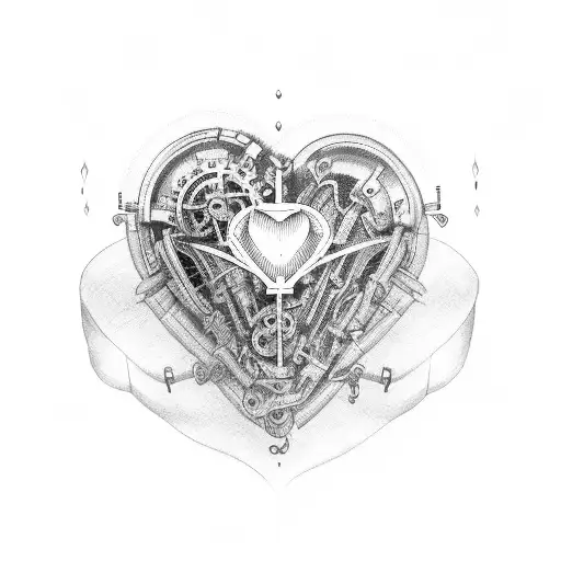 mechanical heart tattoo design idea