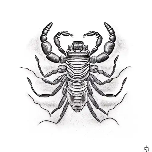 giant scorpion in the desert, trapped by chains tattoo design idea
