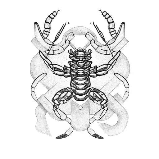 giant scorpion in the desert, trapped by chains tattoo design idea