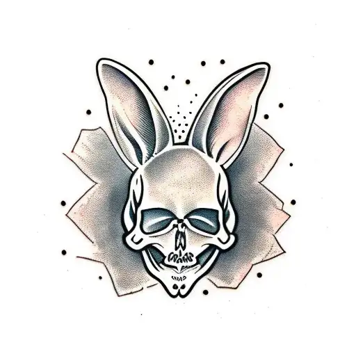 Rabbit skeleton dark realism skull tattoo design idea
