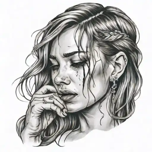 sexy girl crying  tattoo design idea