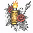 include torch, stregnth, and the initals DRAD make them conspicious  tattoo design idea