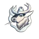 a bird, bison, and skunk hanging out tattoo design idea