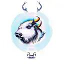 a bird, bison, and skunk tattoo design idea