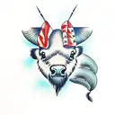 a bird, bison, and skunk tattoo design idea