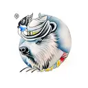 a bird, bison, and skunk tattoo design idea