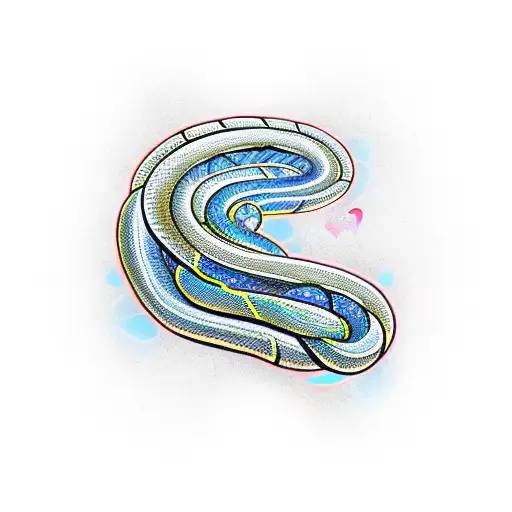 coiled snake 2 hearts tattoo design idea