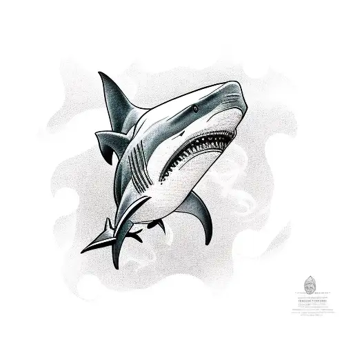 Sheet music forming the shape of a shark tattoo design idea