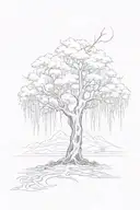 death willow tree bold gothic  tattoo design idea
