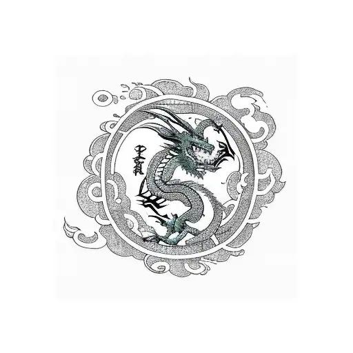 Dragon with Fairy tail symbol tattoo design idea