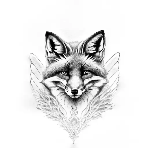 angel, fox, shamrock,  tattoo design idea